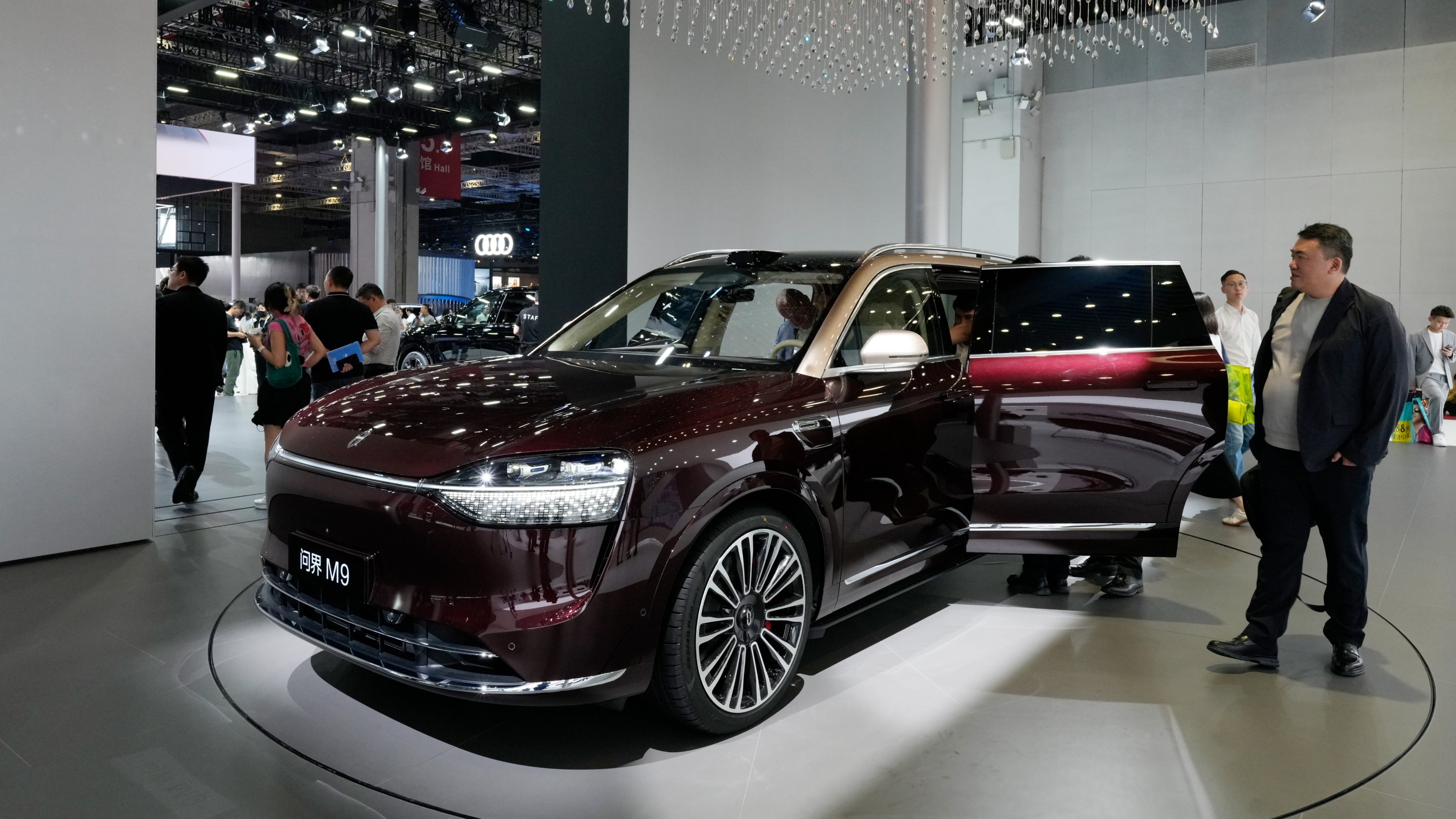 An Aito M9 EV at the Shanghai auto show.