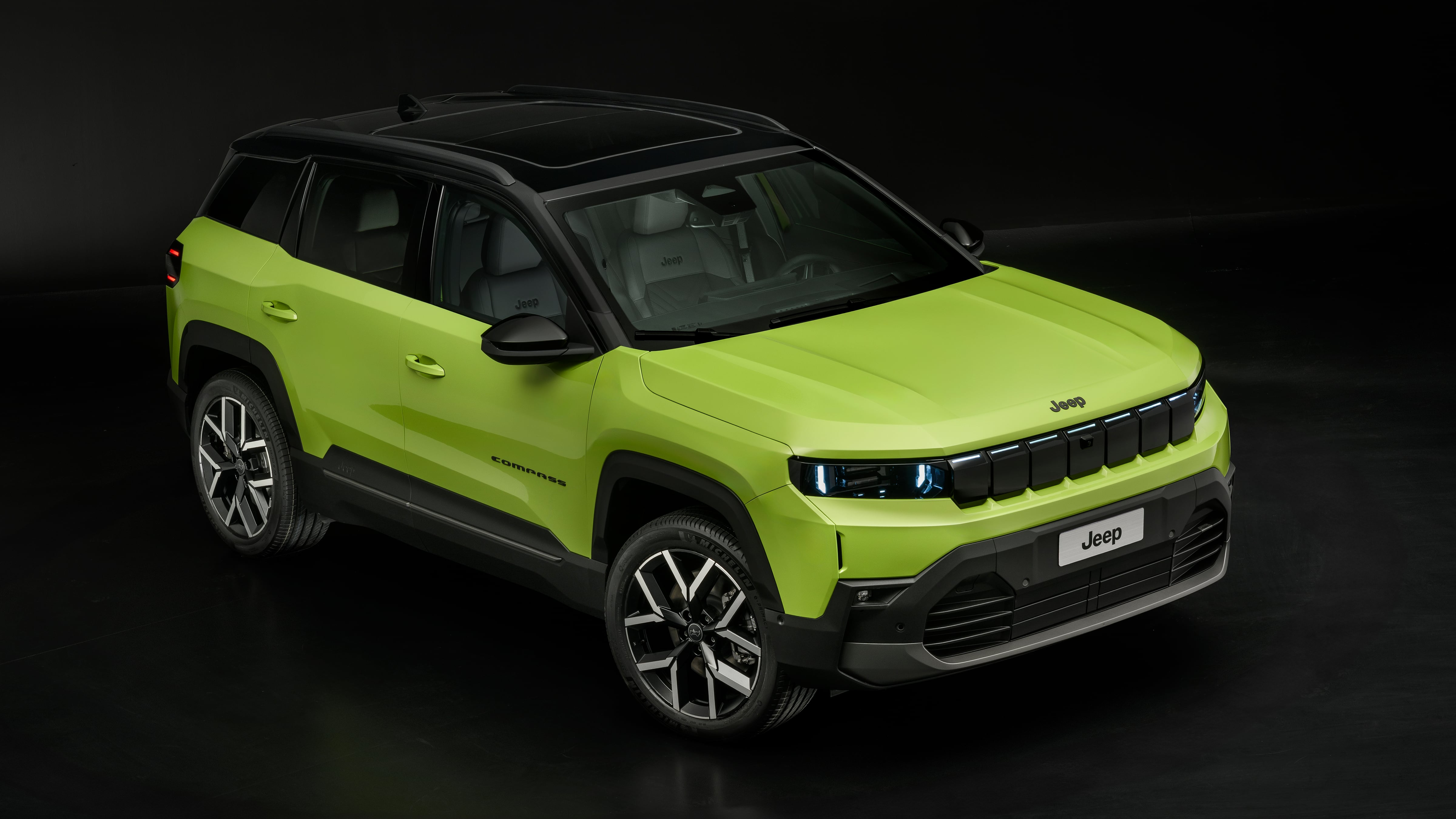 New 2025 Jeep Compass in lime green top view
